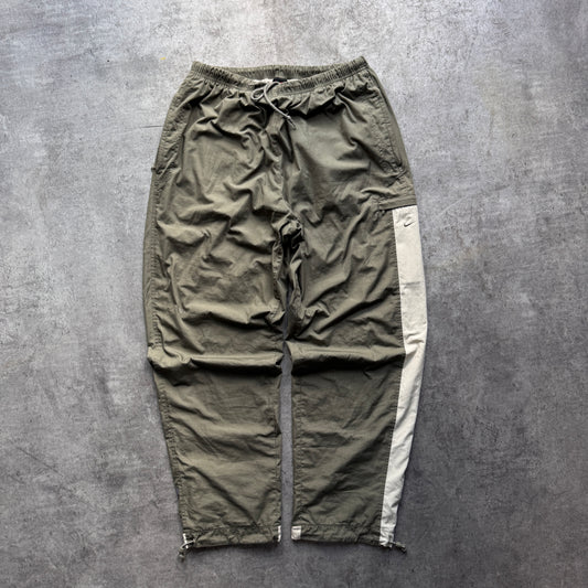 90s Vintage Nike Track Pants Olive Green/Beige – Size XL