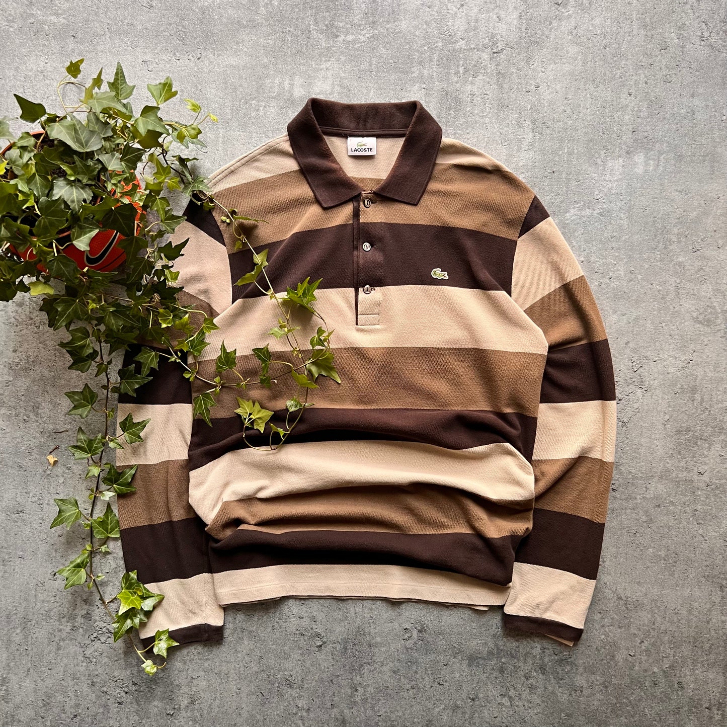 Lacoste Polo Stripped Long sleeve shirt “Earth colour”