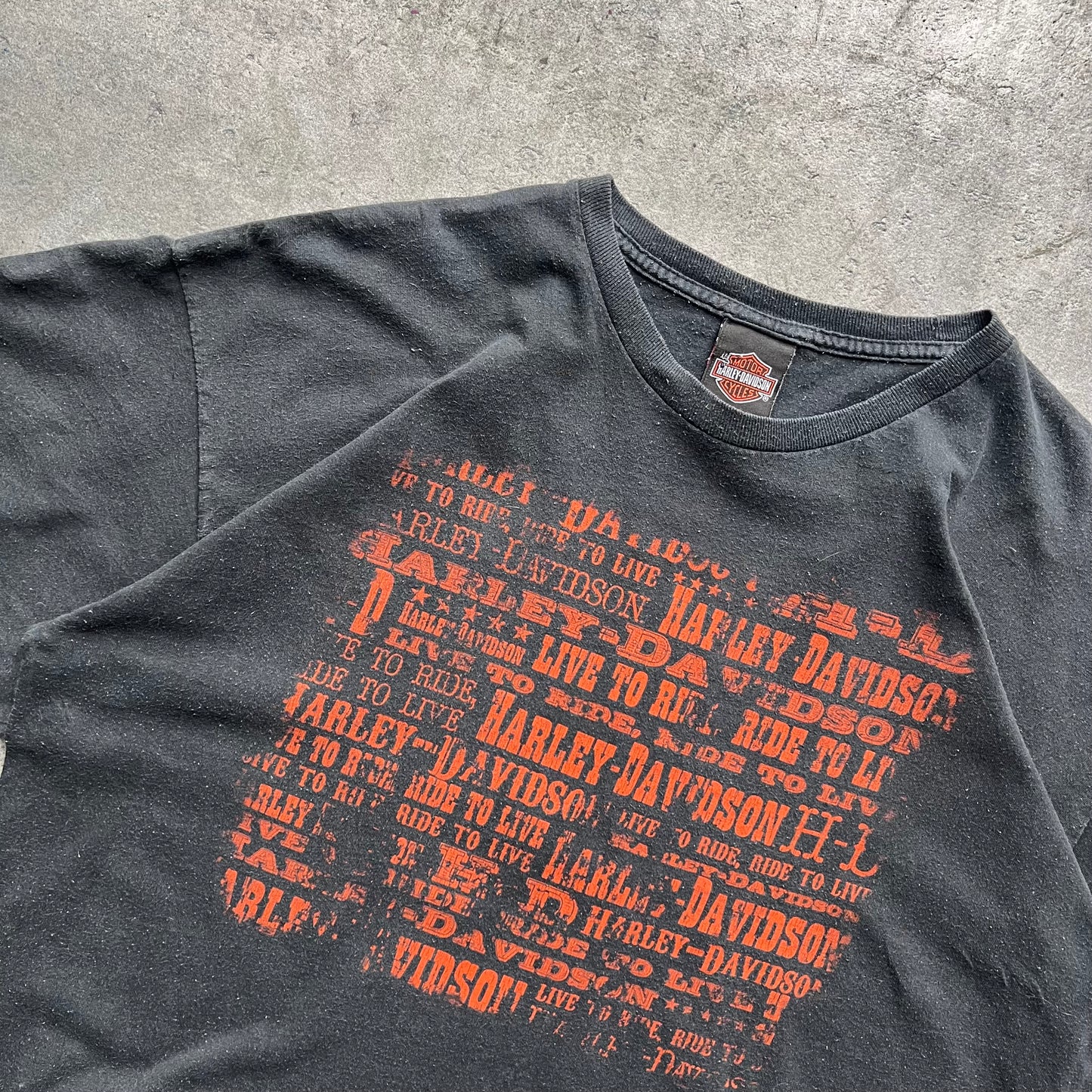 Harley Davidson Orange Words T-shirt