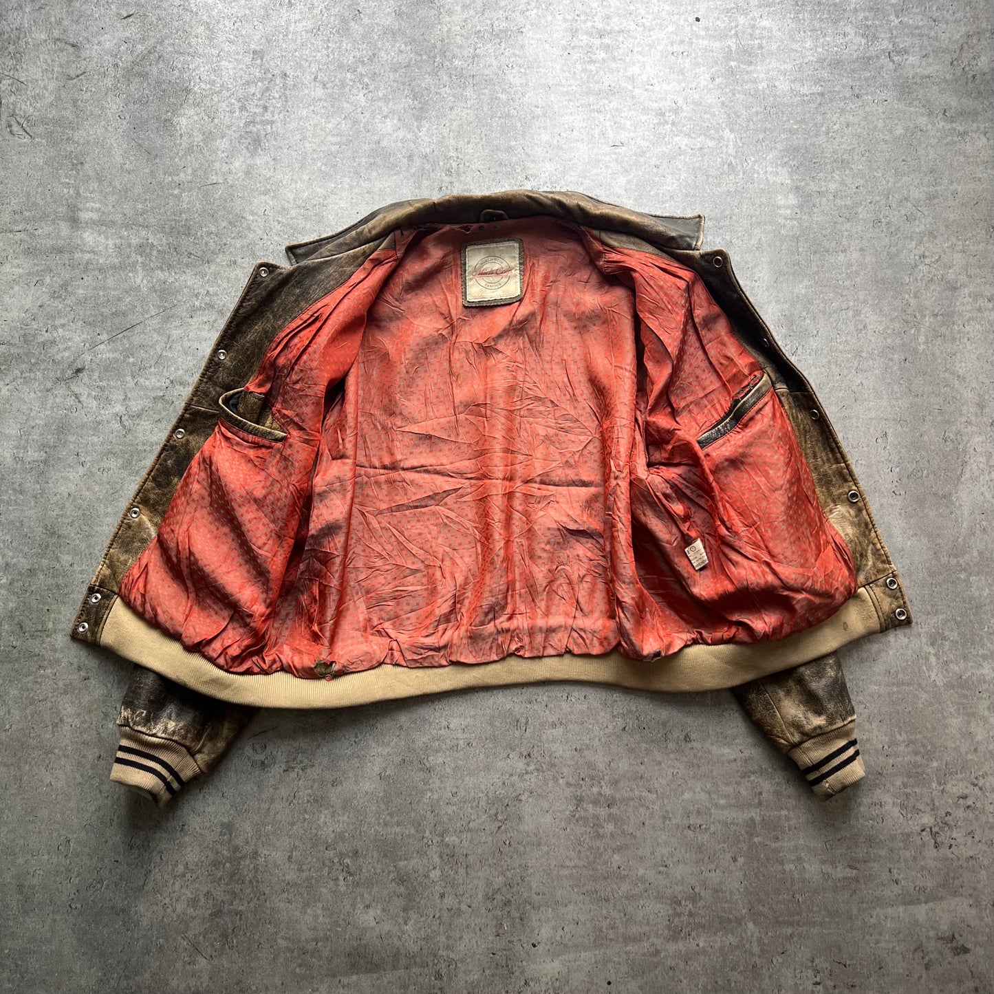 Vintage Sand Effect Leather Jacket