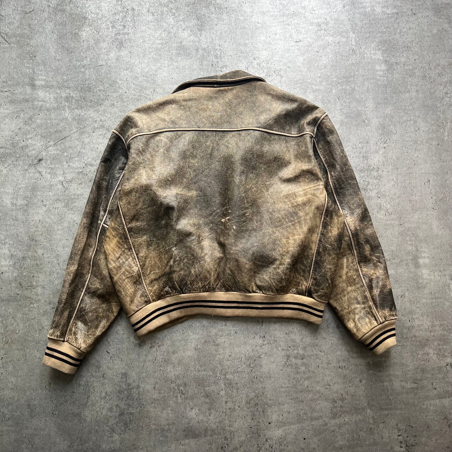 Vintage Sand Effect Leather Jacket