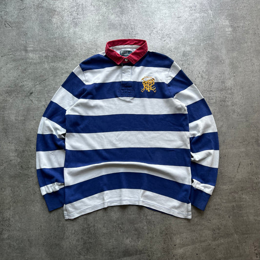 Polo Ralph Lauren Striped White Blue Long Sleeve Rugby Shirt