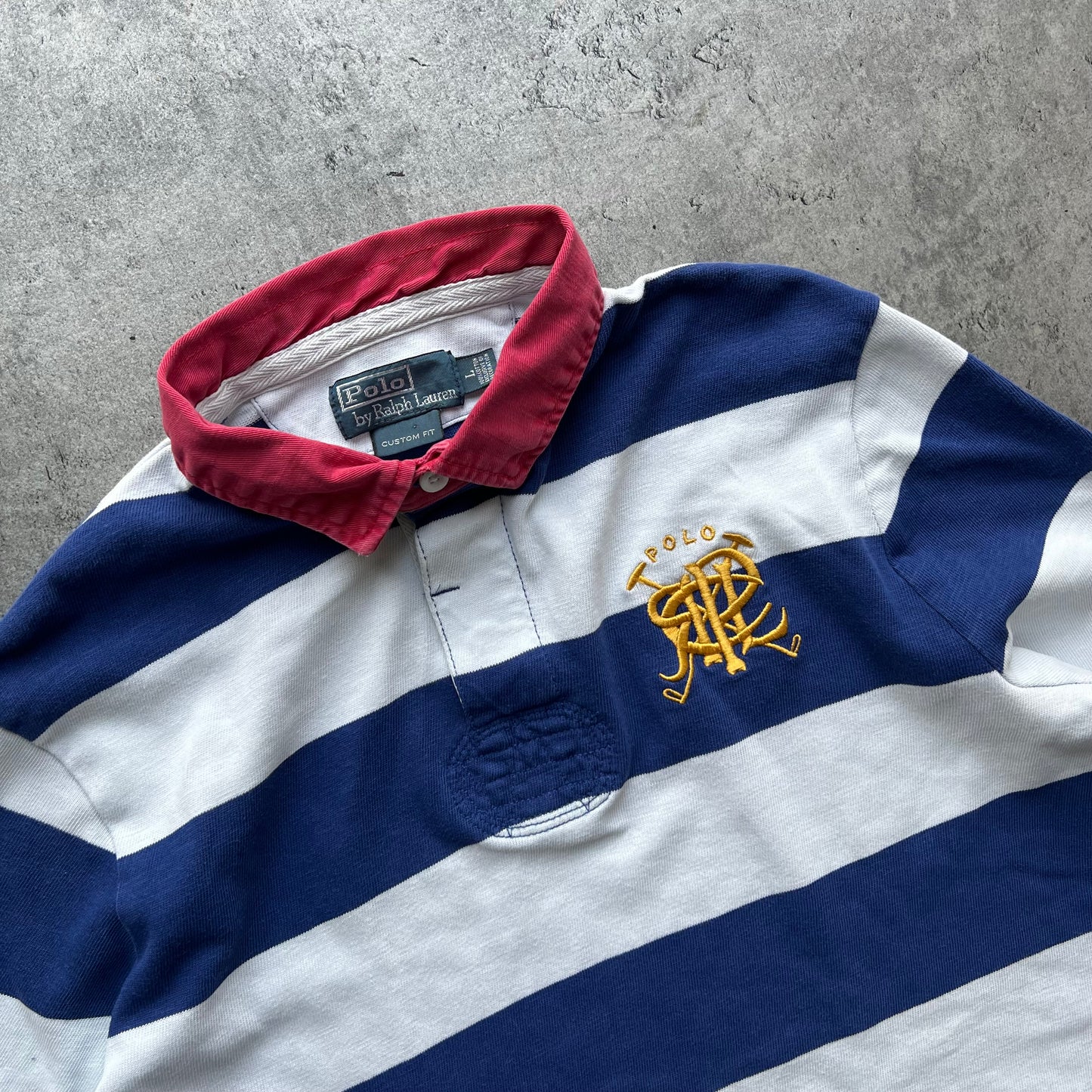 Polo Ralph Lauren Striped White Blue Long Sleeve Rugby Shirt