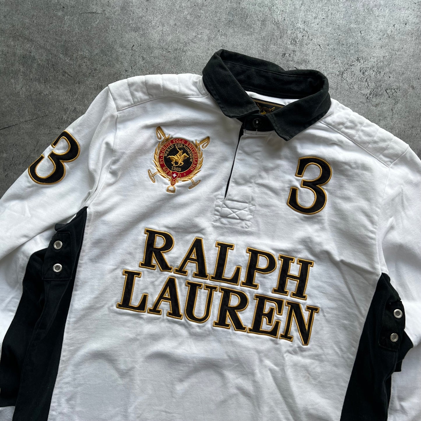 Polo Ralph Lauren St. Moritz World Cup on Snow Crest No. 3 White Rugby Shirt