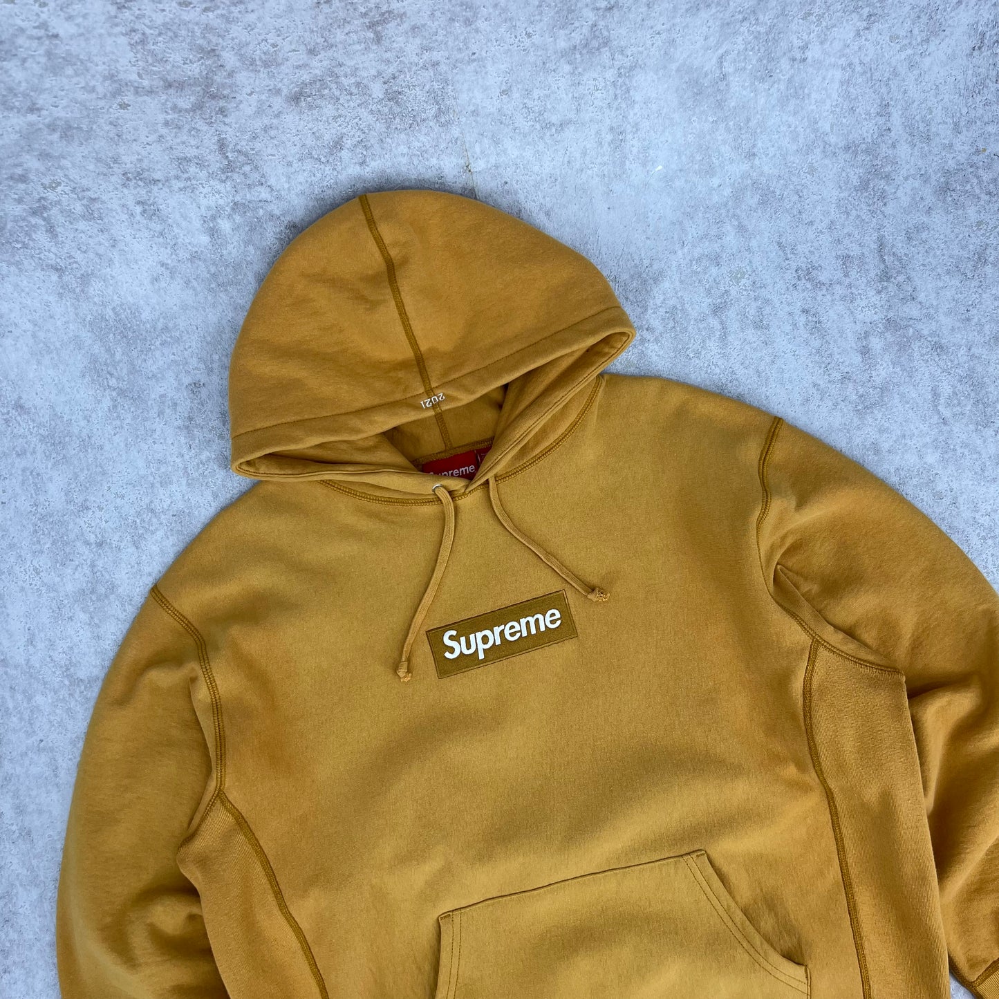 Supreme 2021 Box Logo Hoodie Mustard L