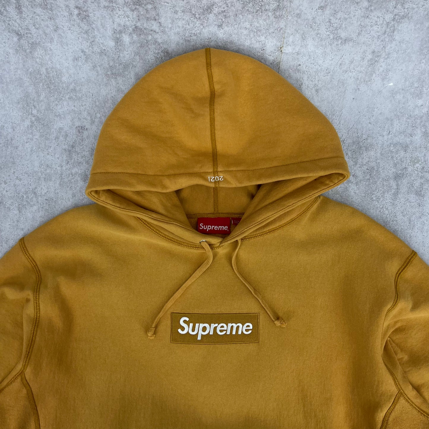 Supreme 2021 Box Logo Hoodie Mustard L