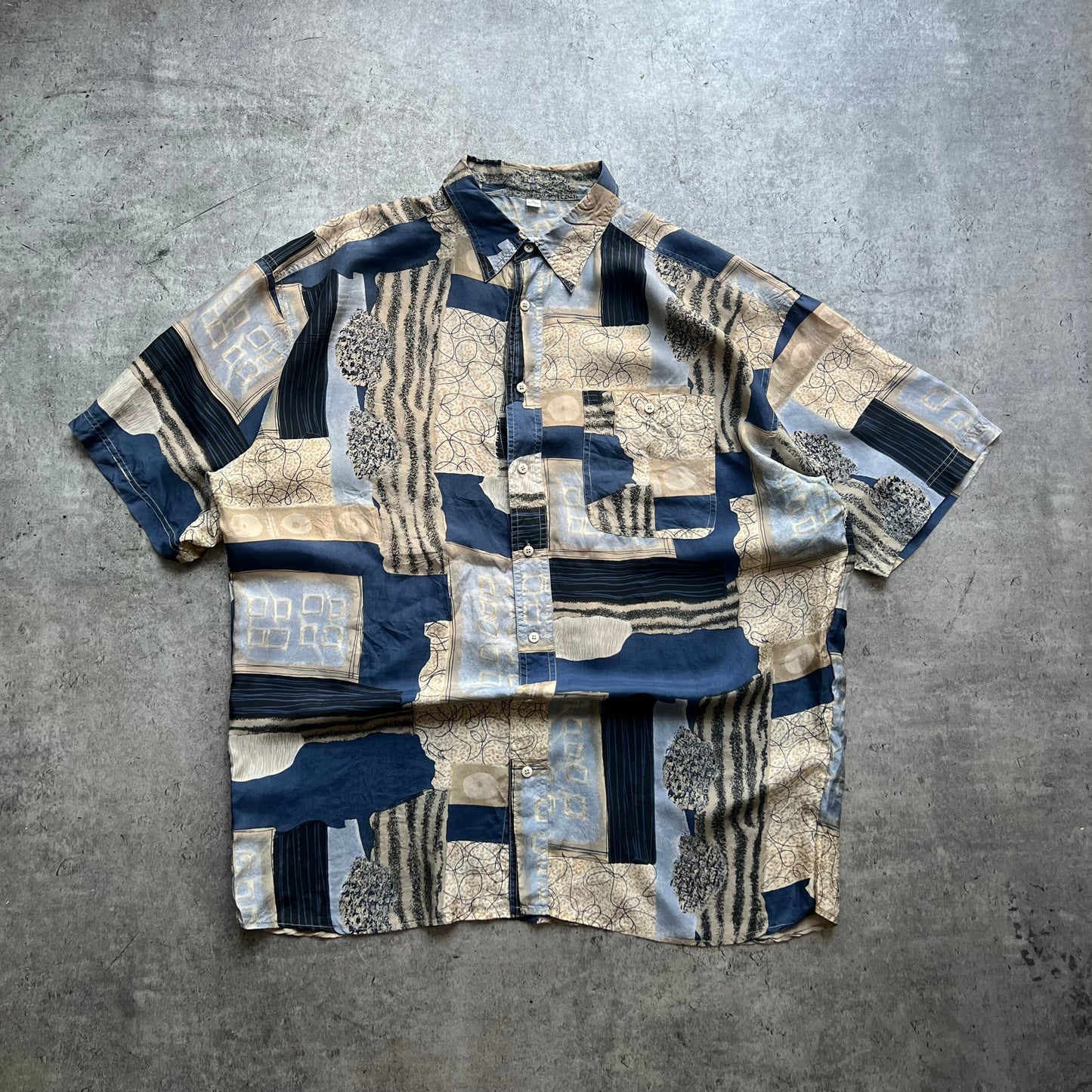 Blue and Beige Pattern Shirt