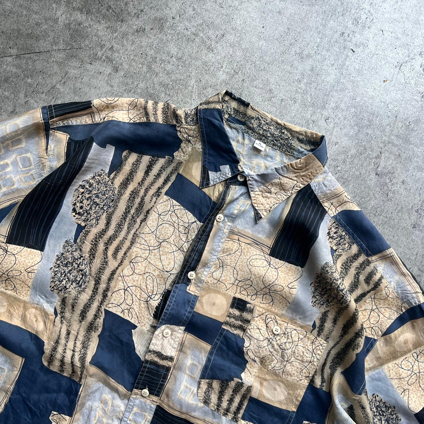 Blue and Beige Pattern Shirt